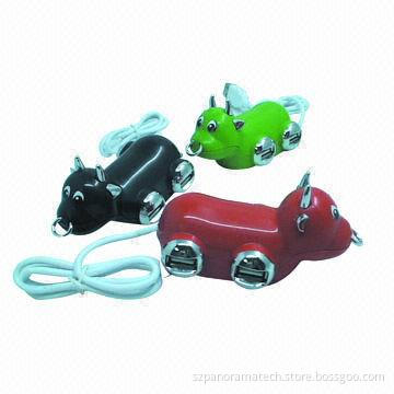 USB 2.0 Cartoon Design Hubs, 4 Ports, Animal Design, Different Colors are Available, Full-speed